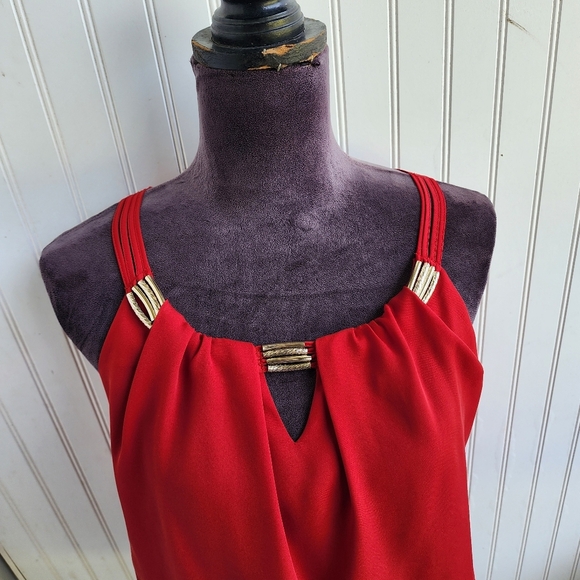 WHITE HOUSE BLACK MARKET WHBM Red Sleeveless Tank TOP Sleveless Blouse XXS - Picture 3 of 13
